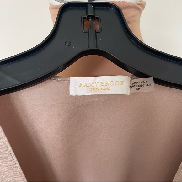 Ramy Brook Alec Front Tie Champagne Beige Satin Charmeuse Plunge Neck Jumpsuit S - Picture 8 of 11